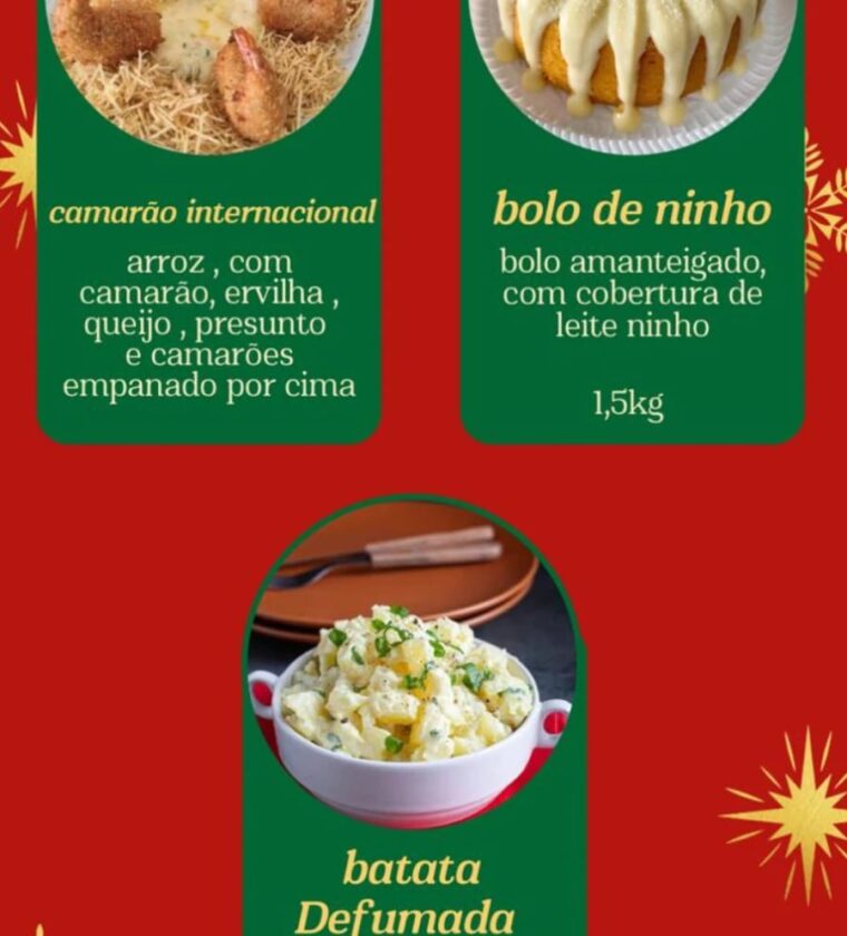 Camarão Internacional + bolo de ninho + batata defumada