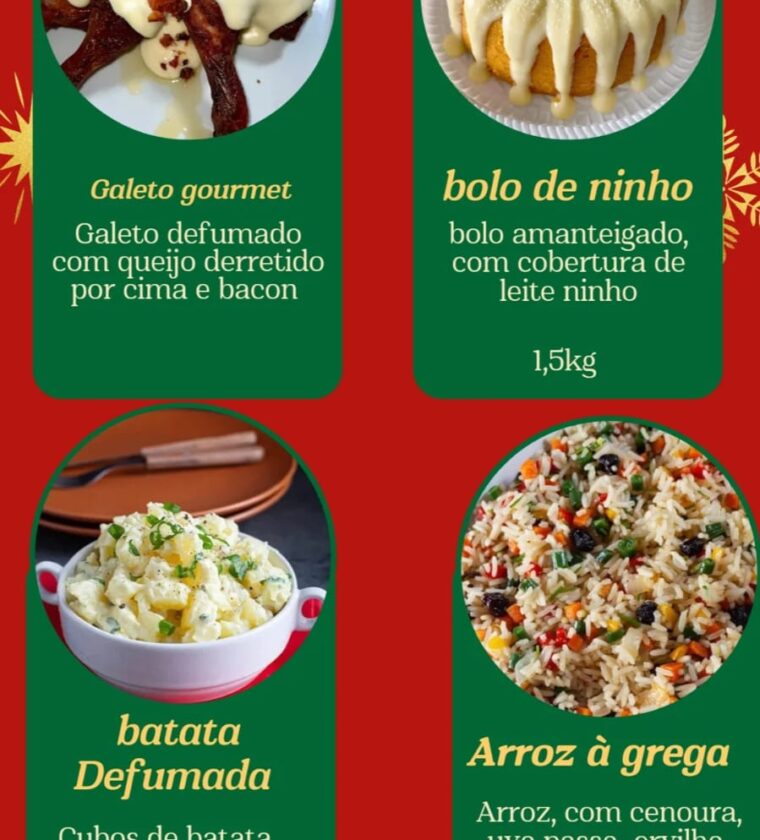 galeto gourmet + bolo de ninho + batata defumada + arroz à grega